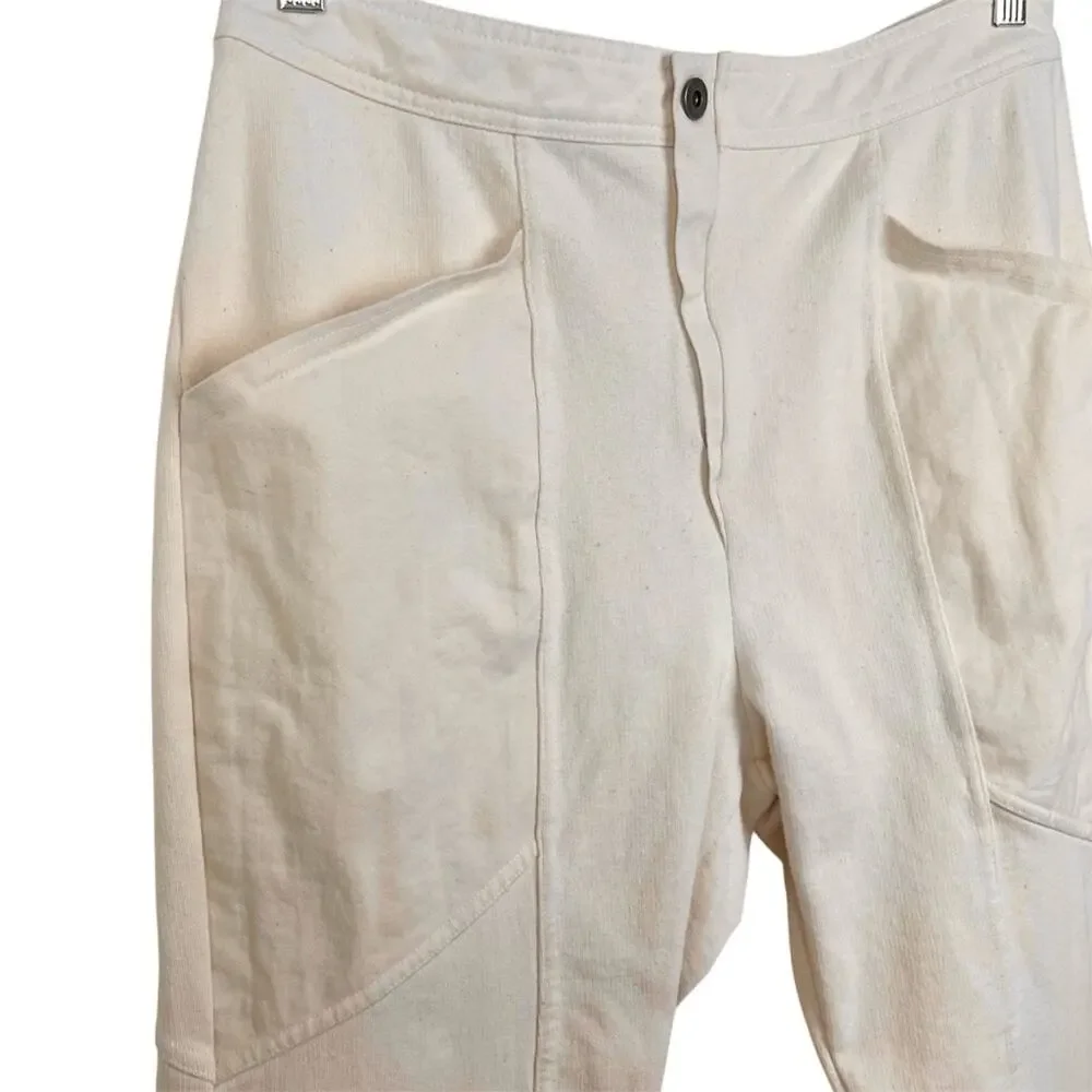 Zara Cream Moto Utility Pants L